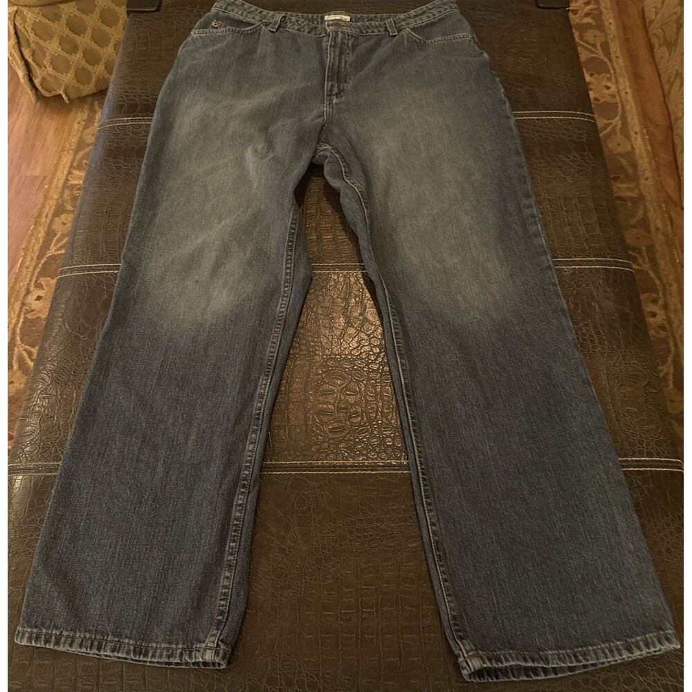 St. John's Bay Women's Jeans 16 Blue Relaxed Fit Bootcut High Rise Denim